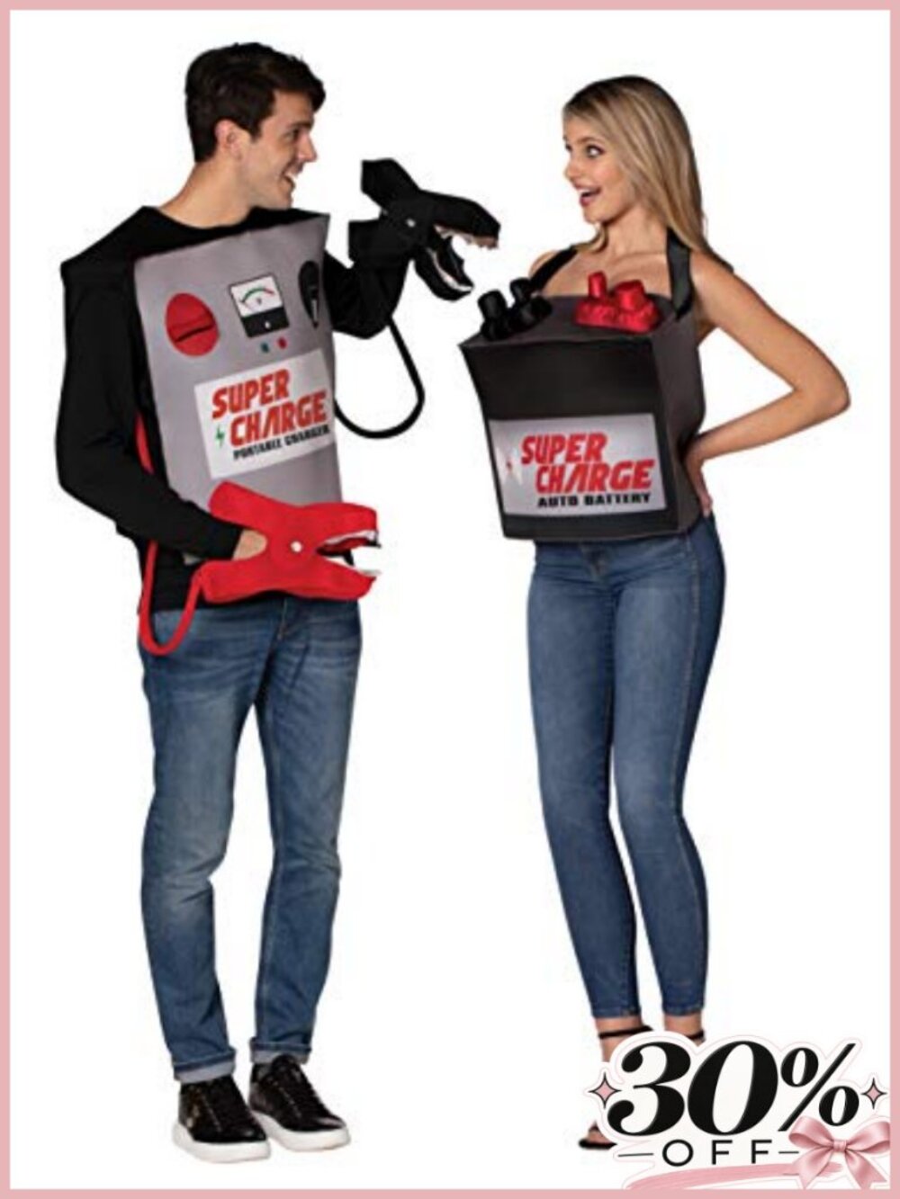 Battery & Jumper Cables Couples Halloween Costume Adult One Size